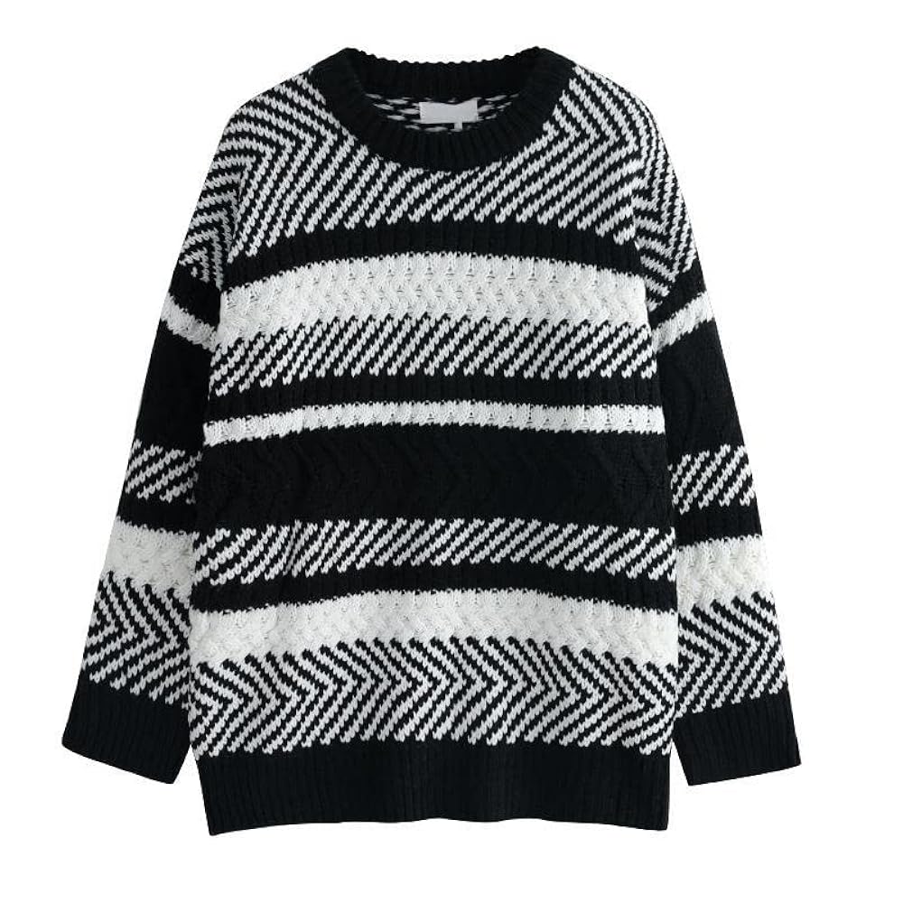 Donloise Y2K Strip Knit Sweater Fairy Grunge Hip Hop